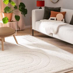 4 Verwenden Sie einen abgerundeten Teppich für ein großes Sofa